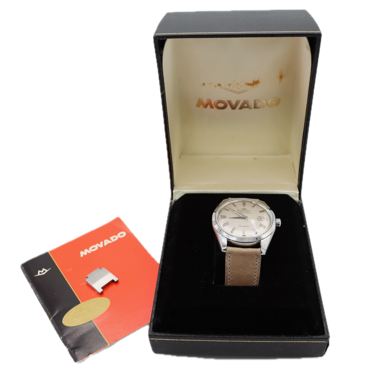 Vintage Movado J15292 Kingmatic Men's Automatic Wristwatch 538 Steel Click-Date