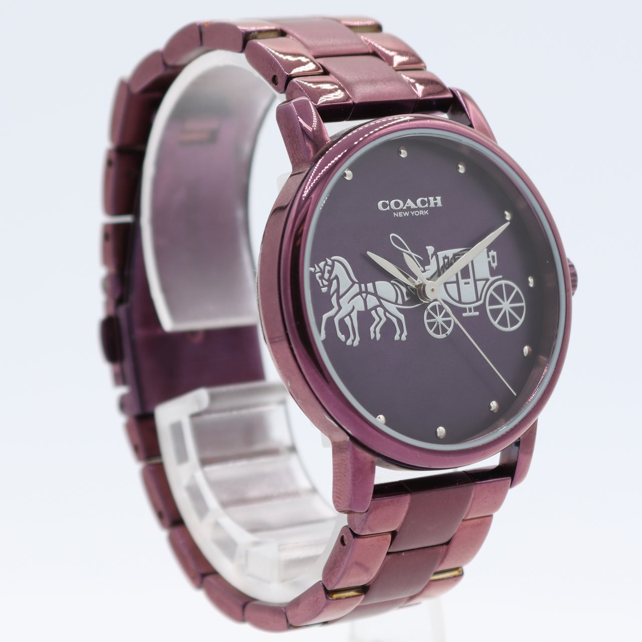 Vintage 36mm Coach CA.113.7.34.1505 Purple Dial Men's Quartz Wristwatch Steel