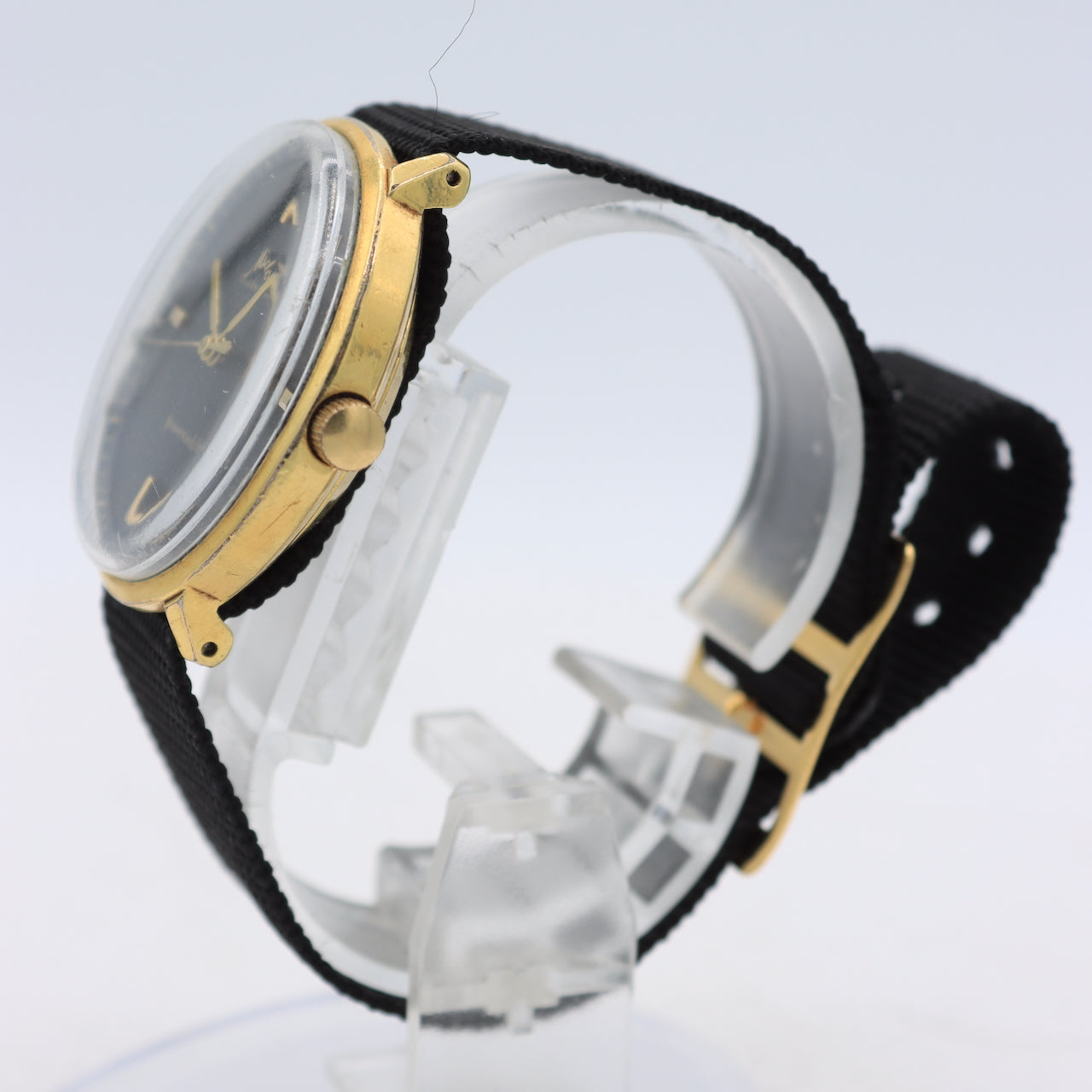 Vintage Mido Black Ocean Star Men's Automatic Wristwatch Swiss Gold Plated