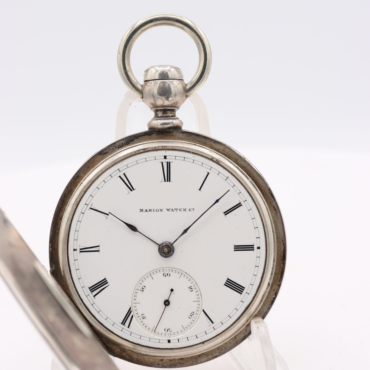 Antique 18 Size Marion George Channing Key Wind Pocket Watch Coin Silver