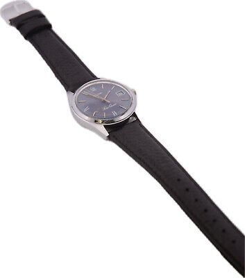 Vintage 35mm Bulova Blue Waffle Dial Men's Quartz Wristwatch ESA 563.121 Steel