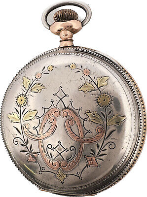 Antique 16S Plymouth Hunter Pocket Watch 171 Sterling Multi Color&Tri-Color Gilt