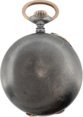 Antique Airflight Style Jump Dial 24 Hour Pocket Watch Gun Metal Swiss Rare