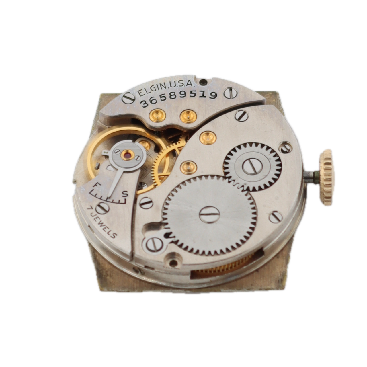 Vintage 1937 Elgin Hexagon 7 Jewel Men's Mechanical Wristwatch 526 USA Two Tone