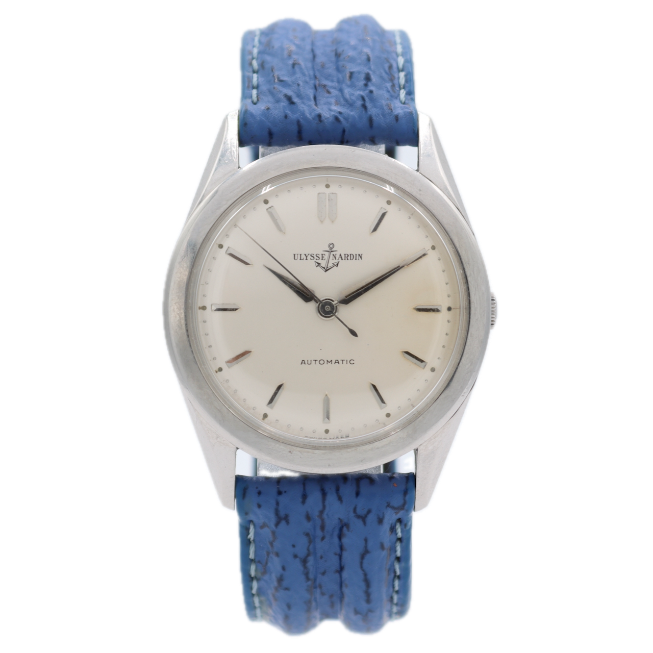 Vintage 35mm Ulysse Nardin White Dial Men's Automatic Wristwatch Swiss Steel