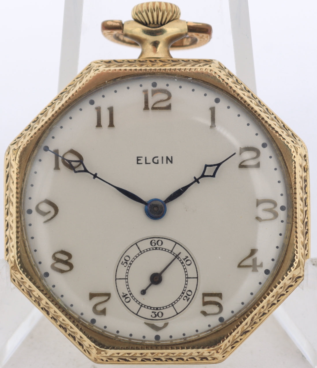 Antique 12s 1923 Elgin Octagonal Pinstriped 15 Jewel Pocket Watch 315 USA