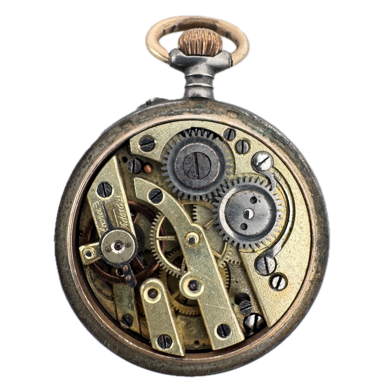 Antique Clover Blue Enamel Cylinder Escapement Pocket Watch Sterling Silver