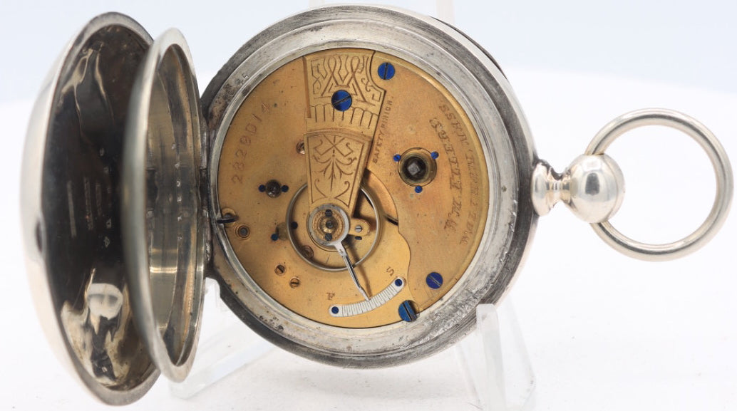 Antique 18s 1885 Waltham 11 Jewel Key Pocket Watch Wm. Ellery Coin Silver USA