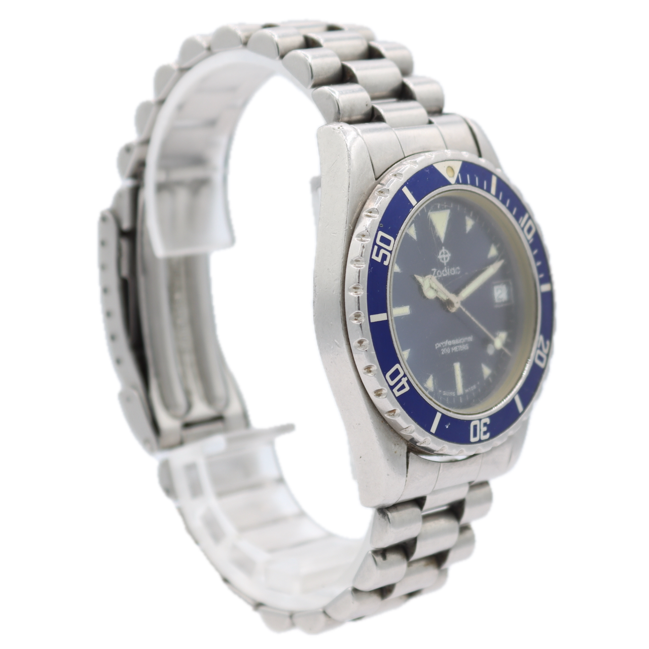 Zodiac 206.65.55 Professional Blue Men's Quartz Wristwatch ETA 955.112 Steel