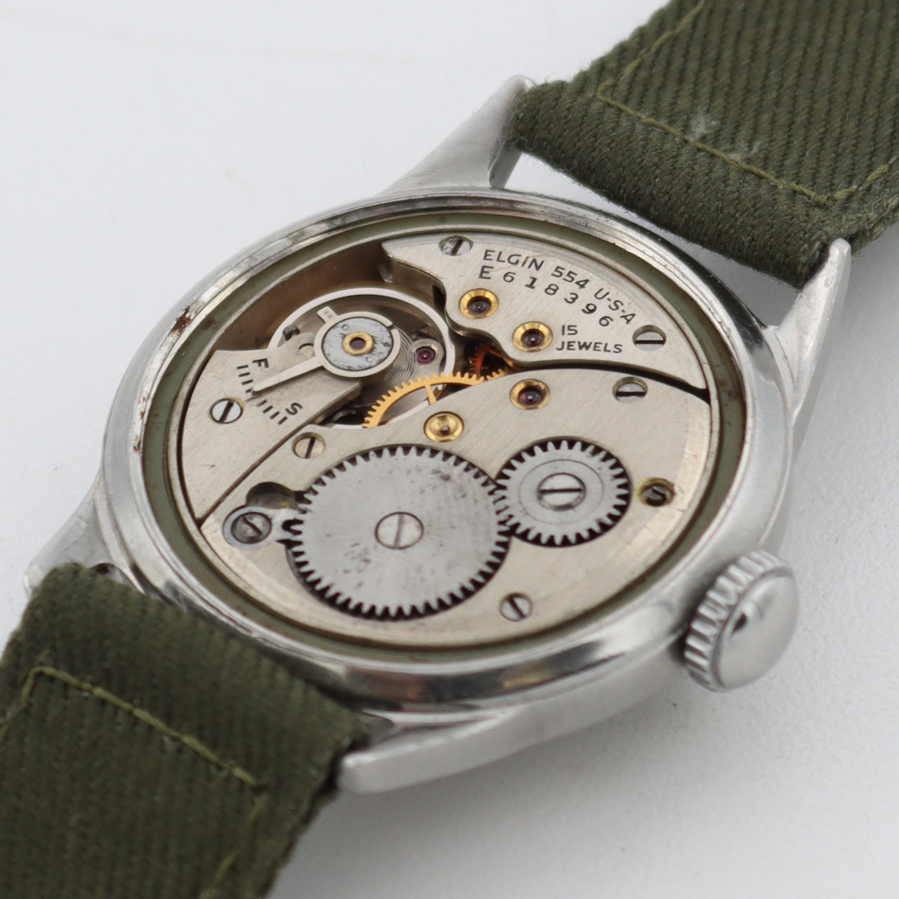Vintage 1942 Elgin 6603 Service 15J Men's Mechanical Wristwatch 554 USA S.Steel