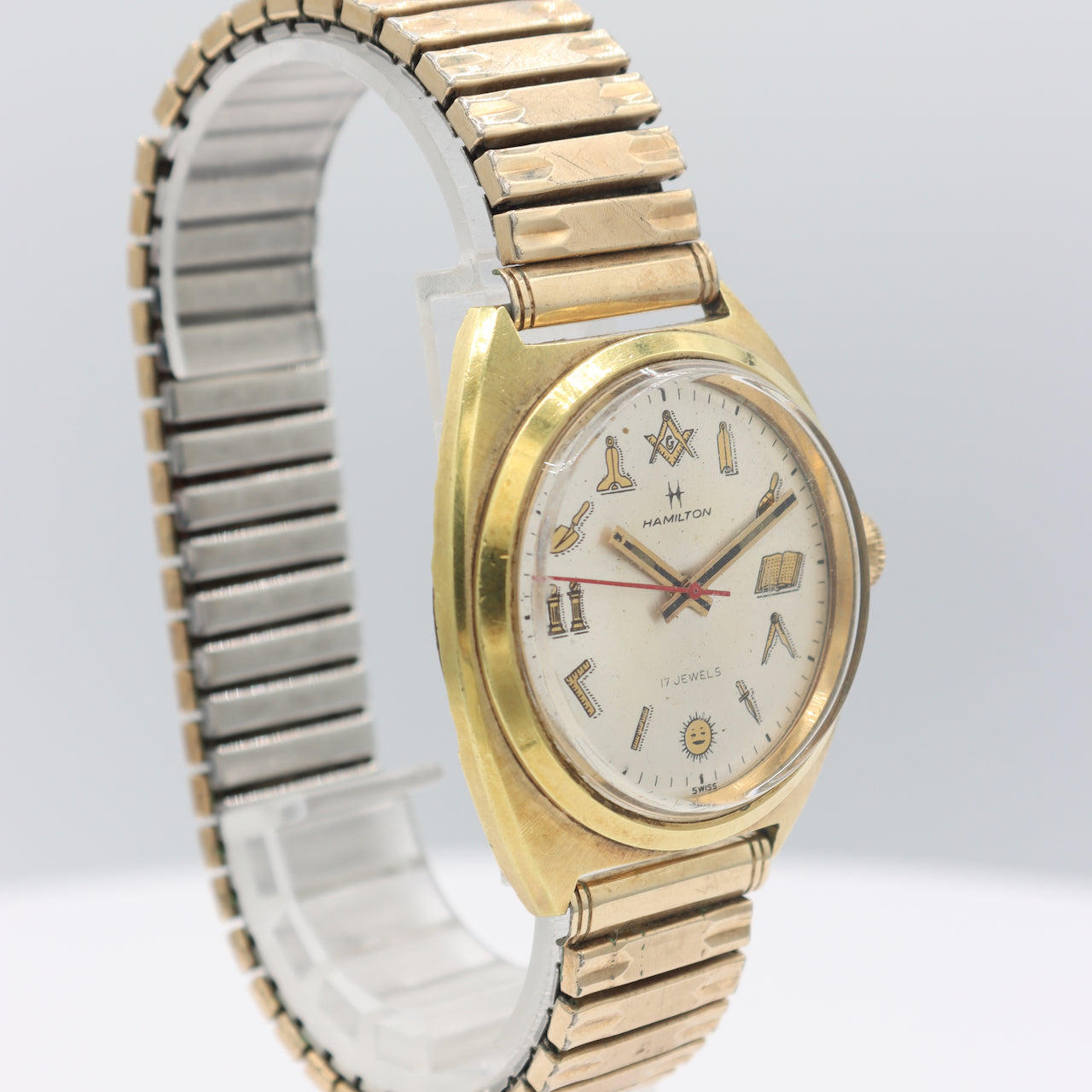 Vintage 38mm Hamilton Masonic Men's Mechanical Wristwatch 688 Gold Plated