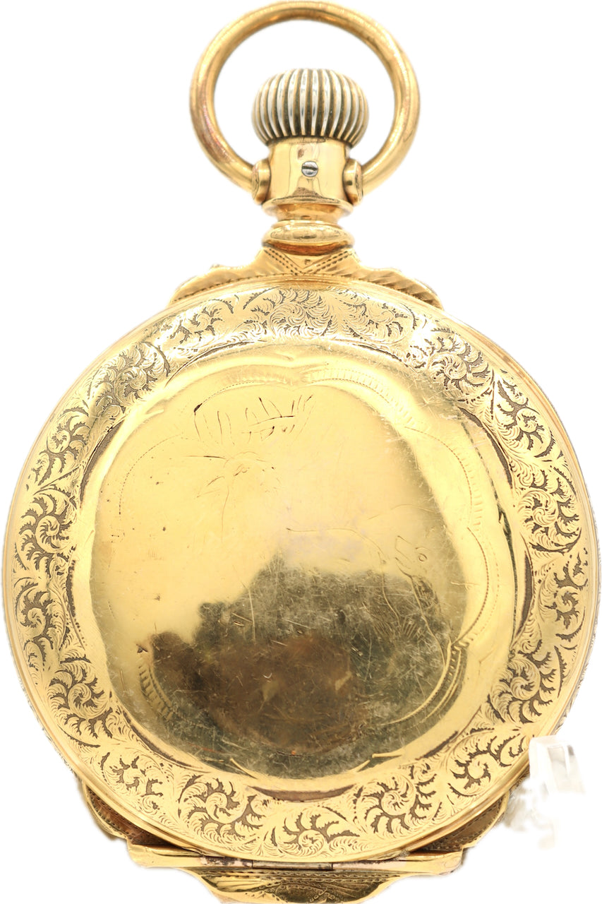 Antique 18S Rockford Wathier Square Two Tone w Box Hinge Hunter Pocket Watch 49