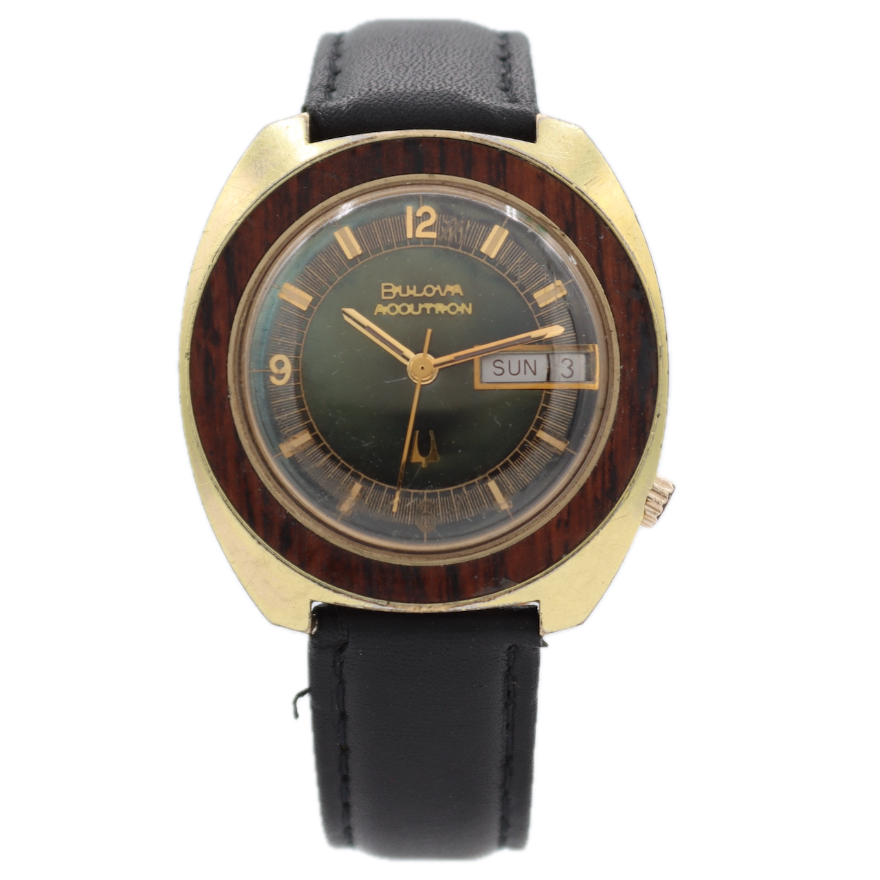 Vintage 36mm 1969 Accutron Woody Men's Tuning Fork Wristwatch 218 2 USA 14k GF
