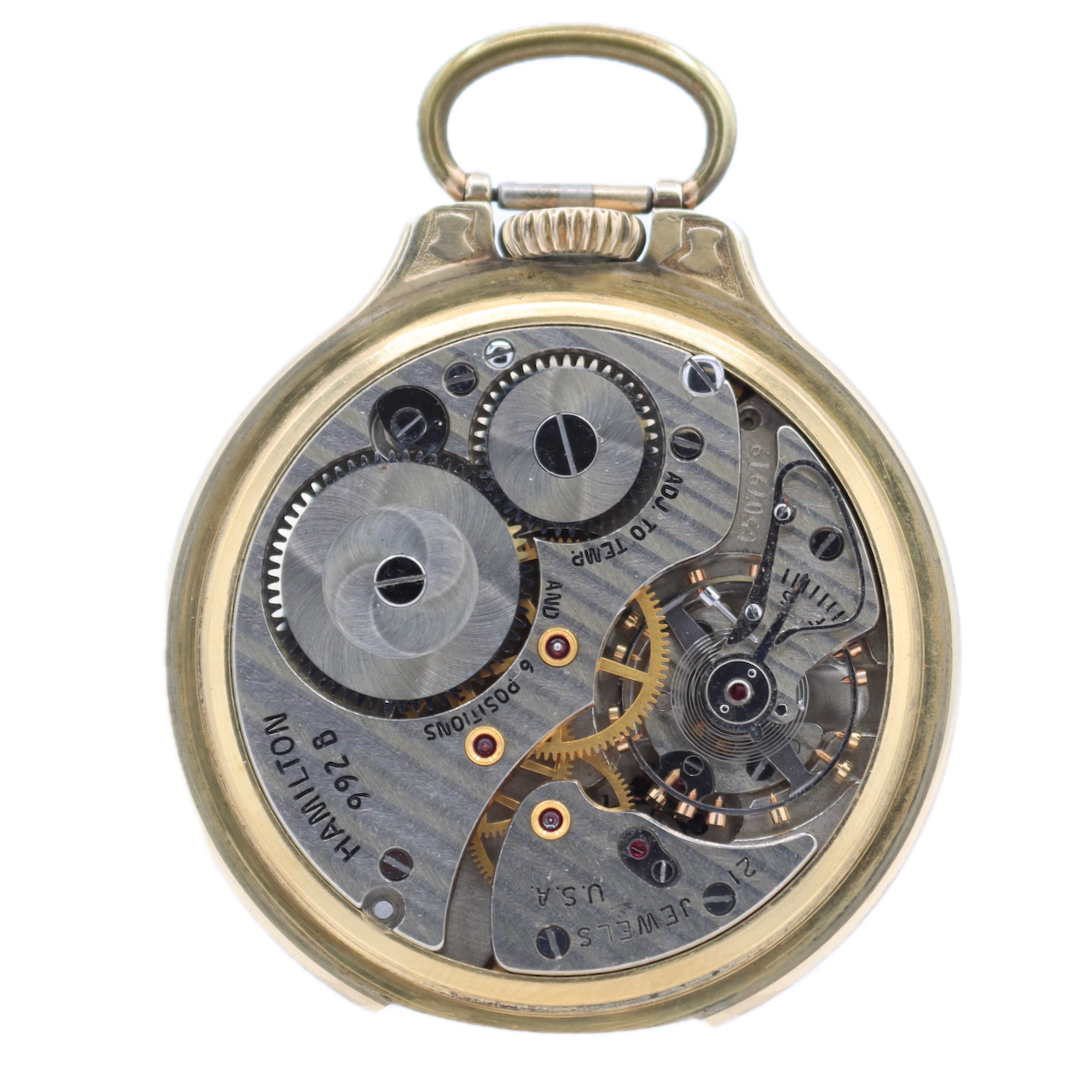 Antique 16s 1966 Hamilton Bar Over Crown 21 Jewel Railroad Pocket Watch 992B