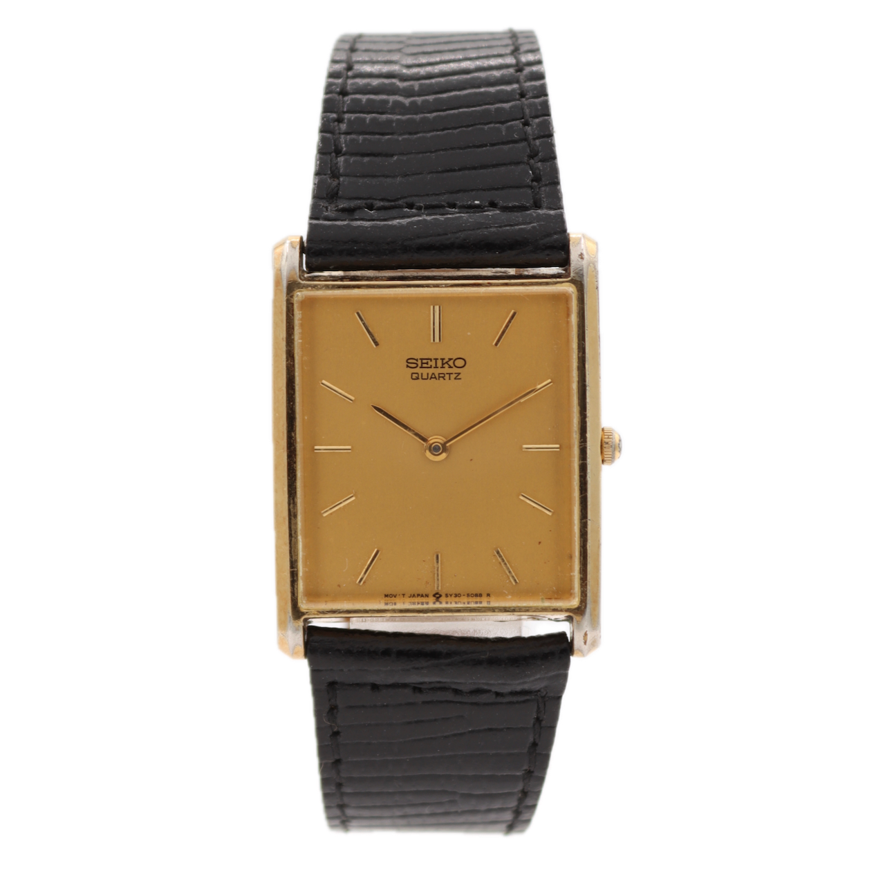 Vintage 25mm Seiko 5Y30-5088R Tank Style Men's Quartz Wristwatch Japan Steel