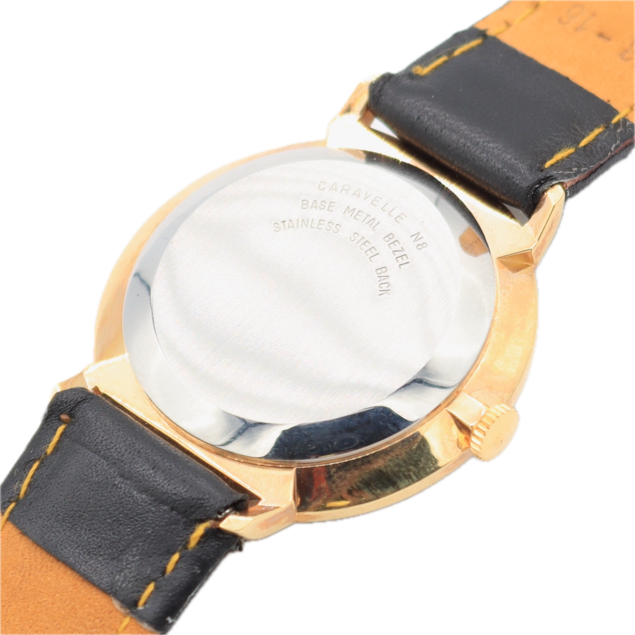 Vintage 34mm Caravelle 8225 Skeleton Dial Men's Wristwatch 1241.50 Gold Tone