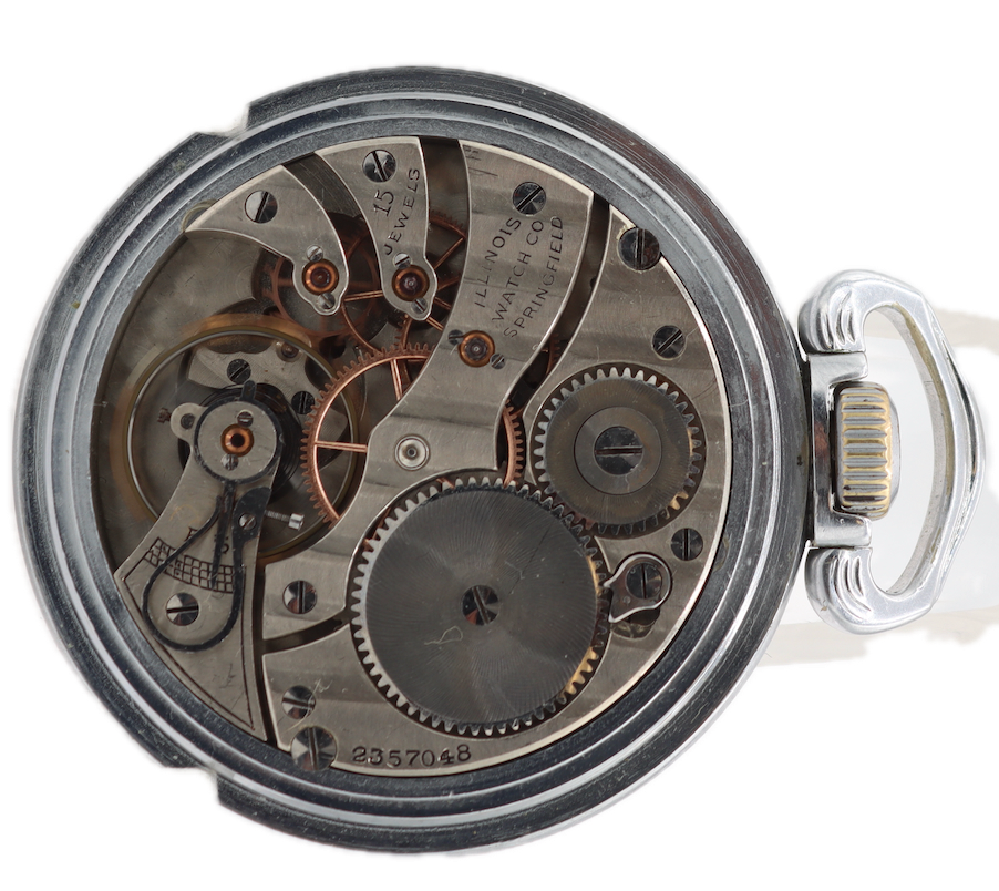 Antique 16s 1911 Illinois 15 Jewel Hunter Pocket Watch 303 Chrome Plated
