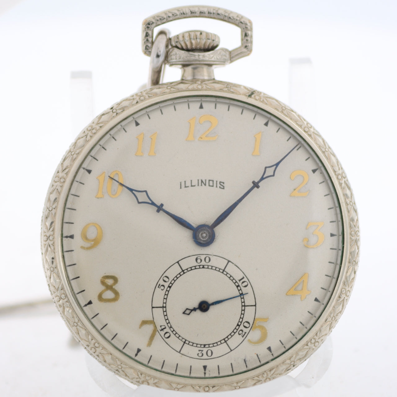 Antique 12 Size Illinois 15 Jewel Pocket Watch 403 White Rolled Gold Plated