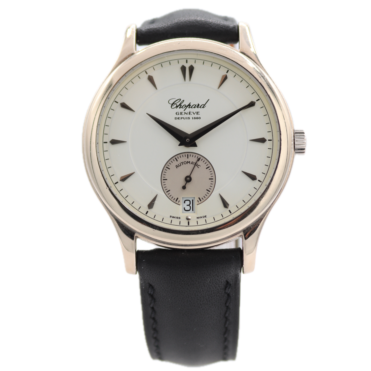 Chopard 161860-1001 L.U.C Men's Micro Rotor Wristwatch 18k White Gold Full Kit