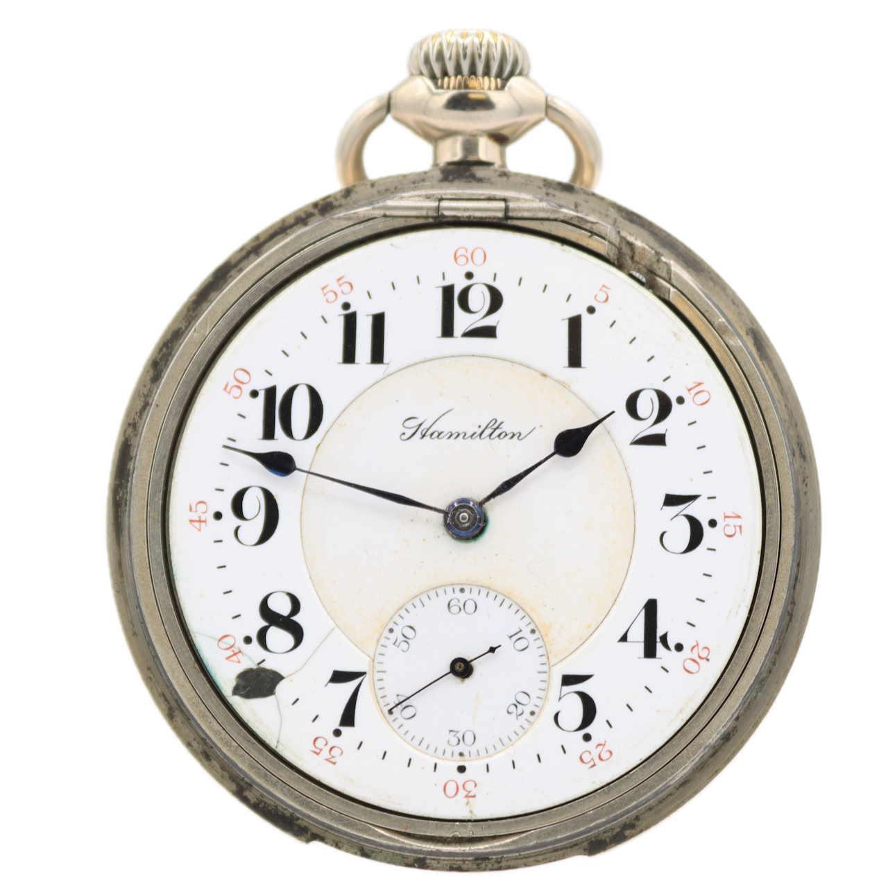 Antique 16 Size Hamilton 17 Jewel Mechanical Pocket Watch 974 Nickel Running