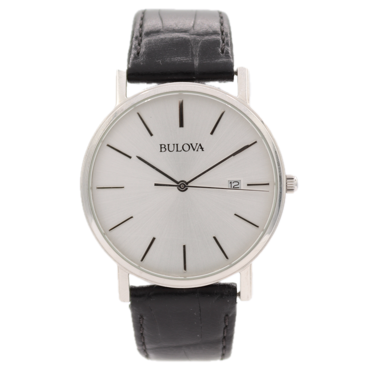 37mm 2018 Bulova Silver Dial Men's Quartz Wristwatch Steel Slim Sophisticated