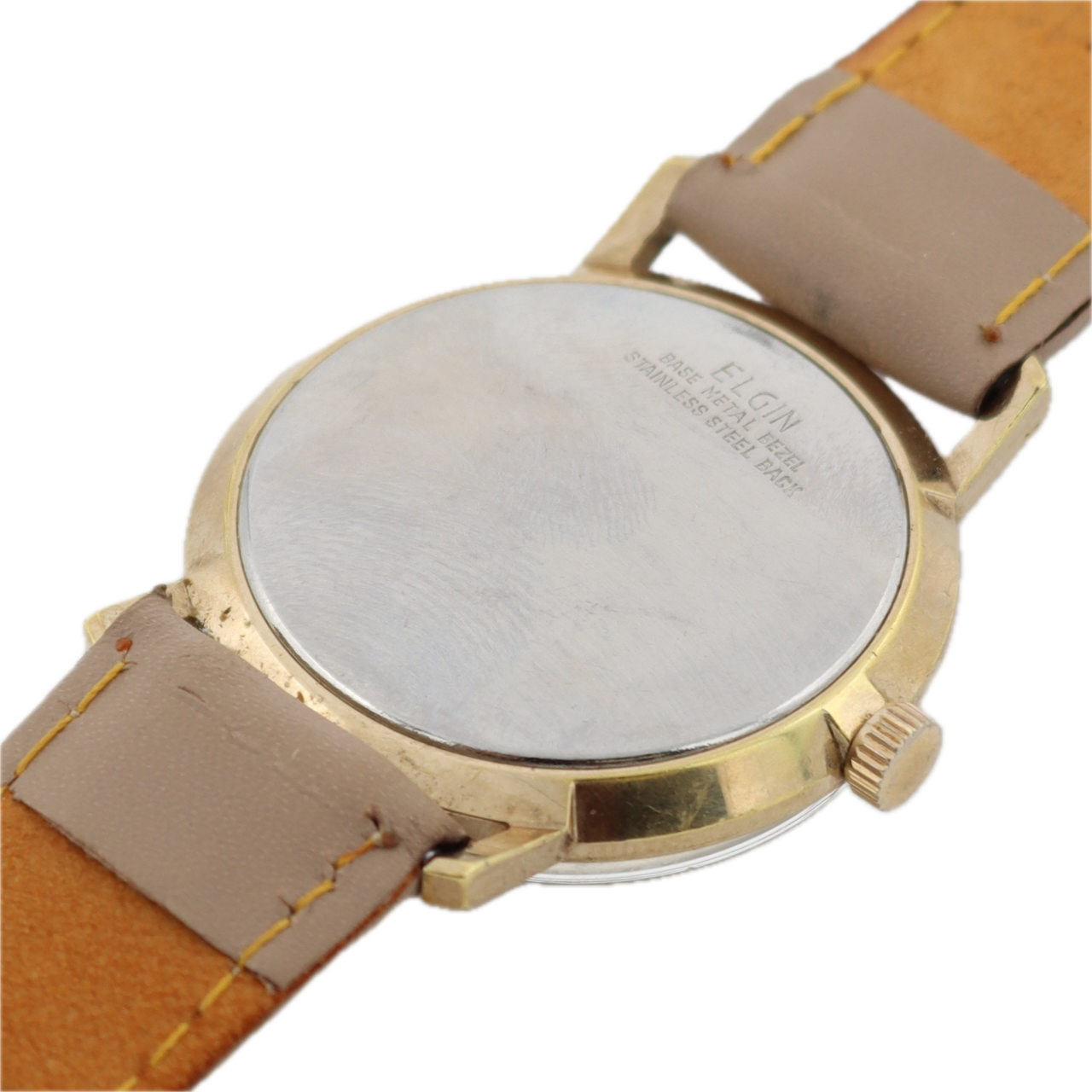 Vintage 32.5mm Elgin Pinstripe Date Men's Mechanical Wristwatch Swiss Two Tone