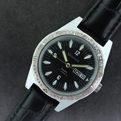 Vintage Vantage Sport 17 Jewel Men's Manual Wind Wristwatch Divers Runs