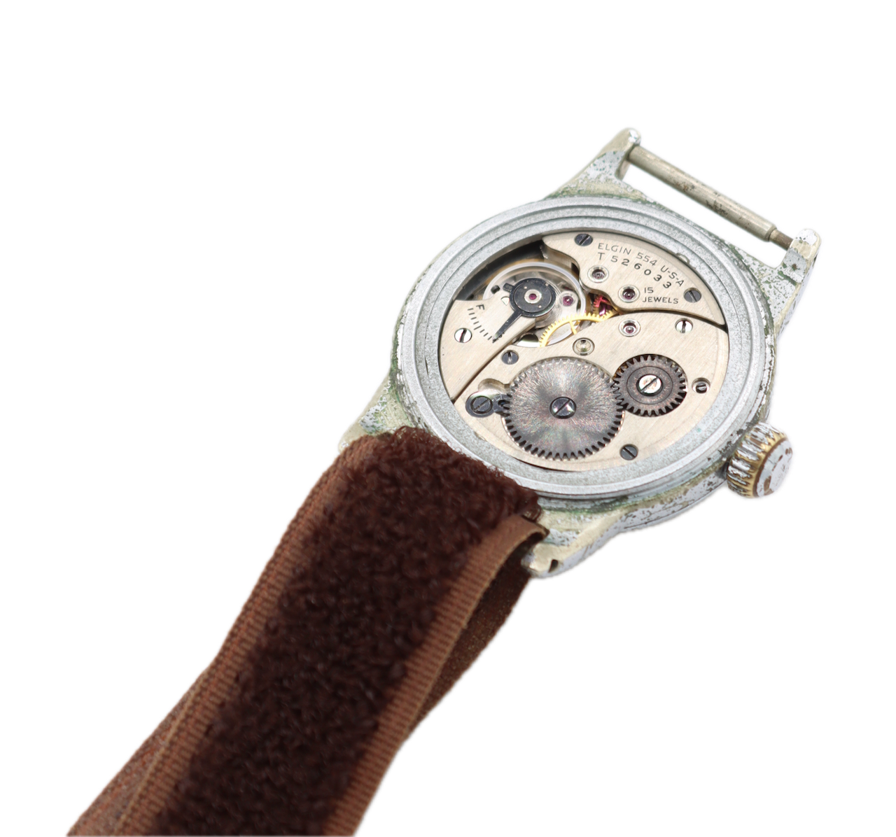 Vintage Elgin Military Style Men's Mechanical Wristwatch 554 USA Chrome