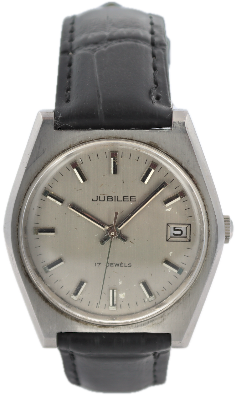 Vintage Jubilee Tonneau Brushed Date Men's Mechanical Wristwatch 2422/3 Steel