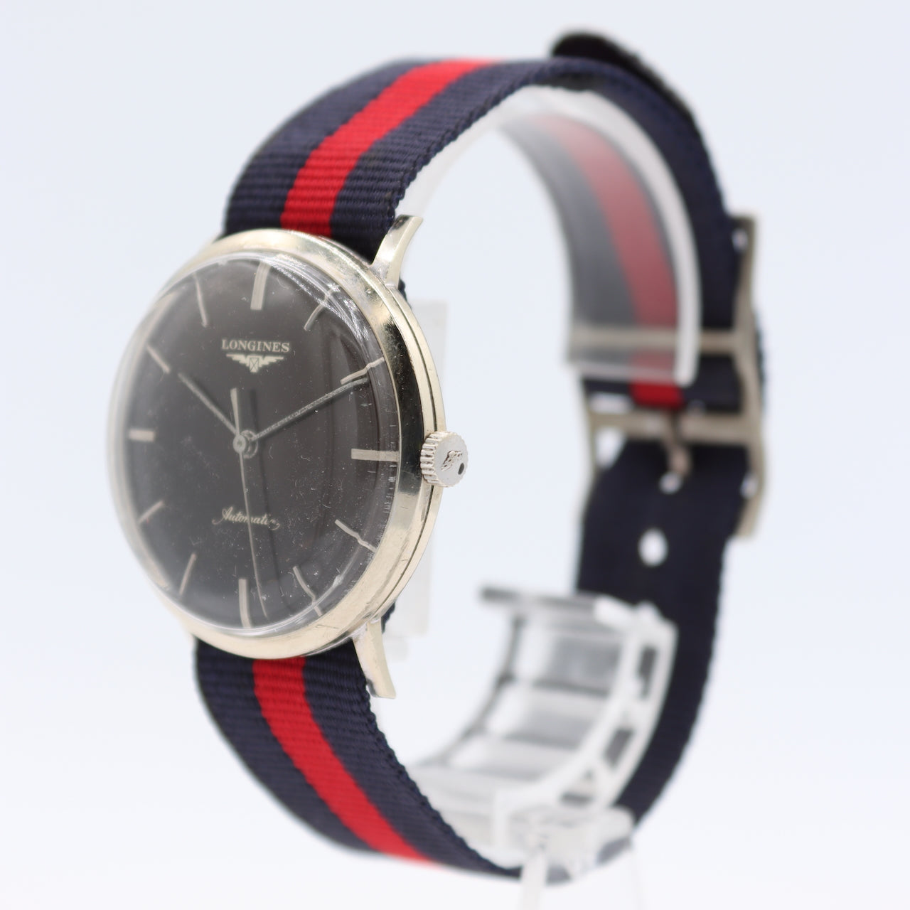 Vintage 1957 Longines 1023 Dark Brown Dial Men's Automatic Wristwatch 19AS Swiss