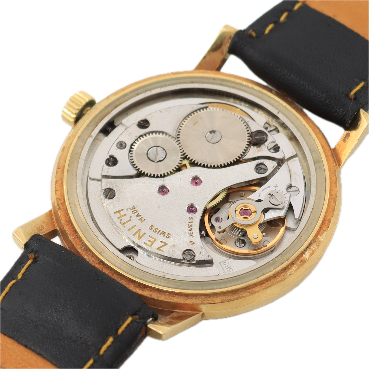 Vintage Zenith 6761-2 Sunburst Men's Mechanical Wristwatch 2562 Swiss 18k Gold