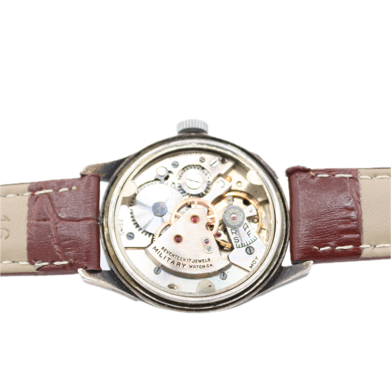 Vintage 31mm Military Men's Mechanical Wristwatch Swiss Made Sterling Silver