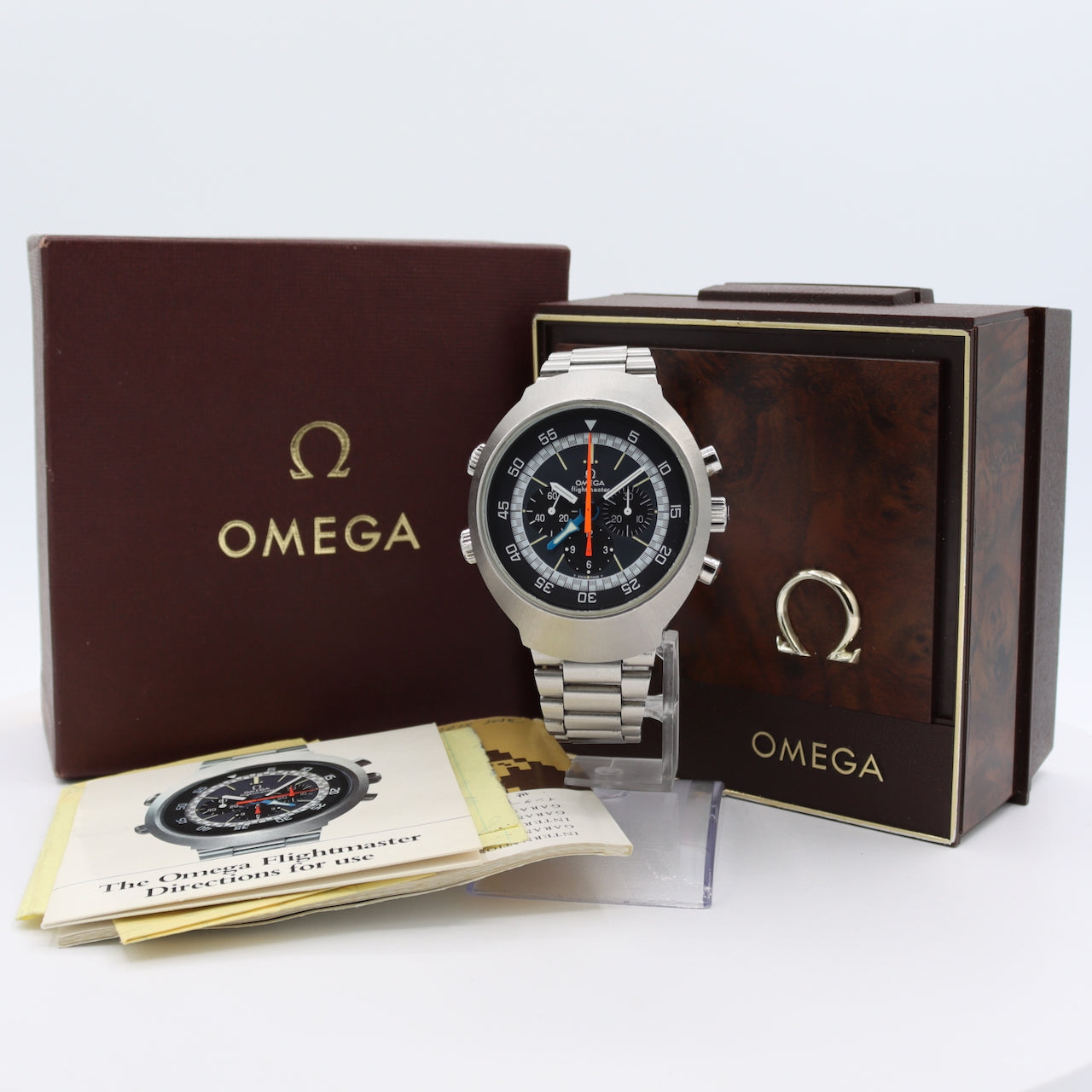 Vintage 1972 Omega 145.036 Flightmaster Men's Chronograph Wristwatch W/Box&Docs