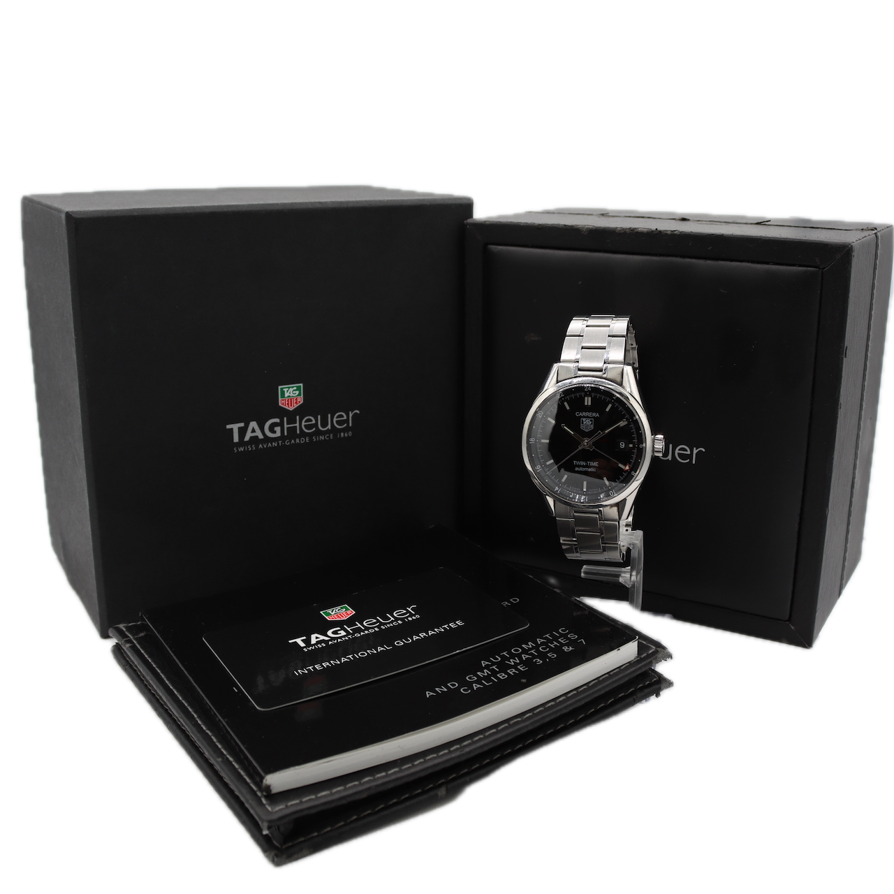 38mm Tag Heuer WV2115.BA0787 Carrera Twin-Time Men's Automatic Wristwatch Steel