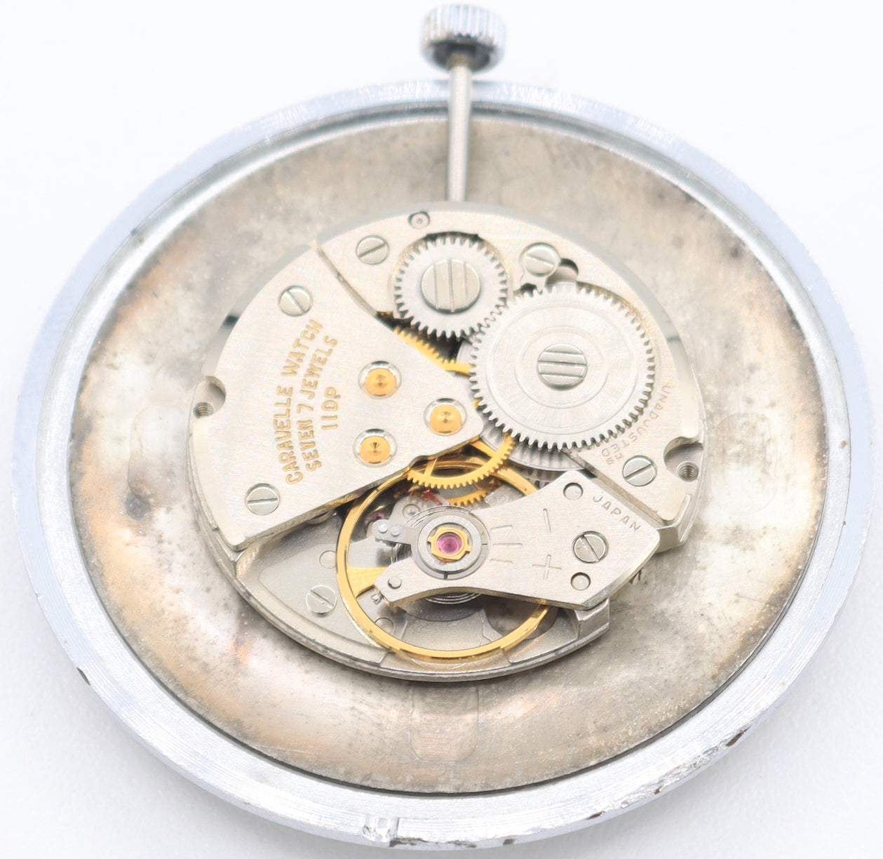 Vintage 1969 Caravelle Sunburst Mechanical Open Face Pocket Watch 11 DP Japan