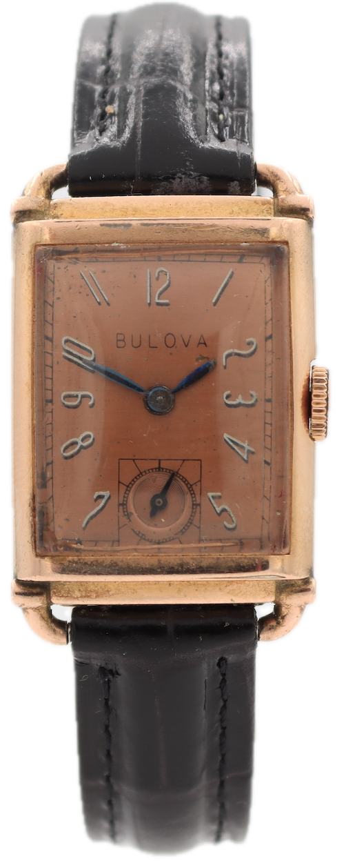 Vintage 1945 Bulova President Men's Mechanical Wristwatch 7 AK 14k Rose gf