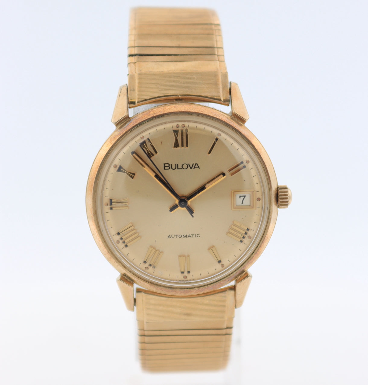 Vintage 1972 Bulova F2930 Roman Numeral Dial Men's Automatic Wristwatch 10k RGP