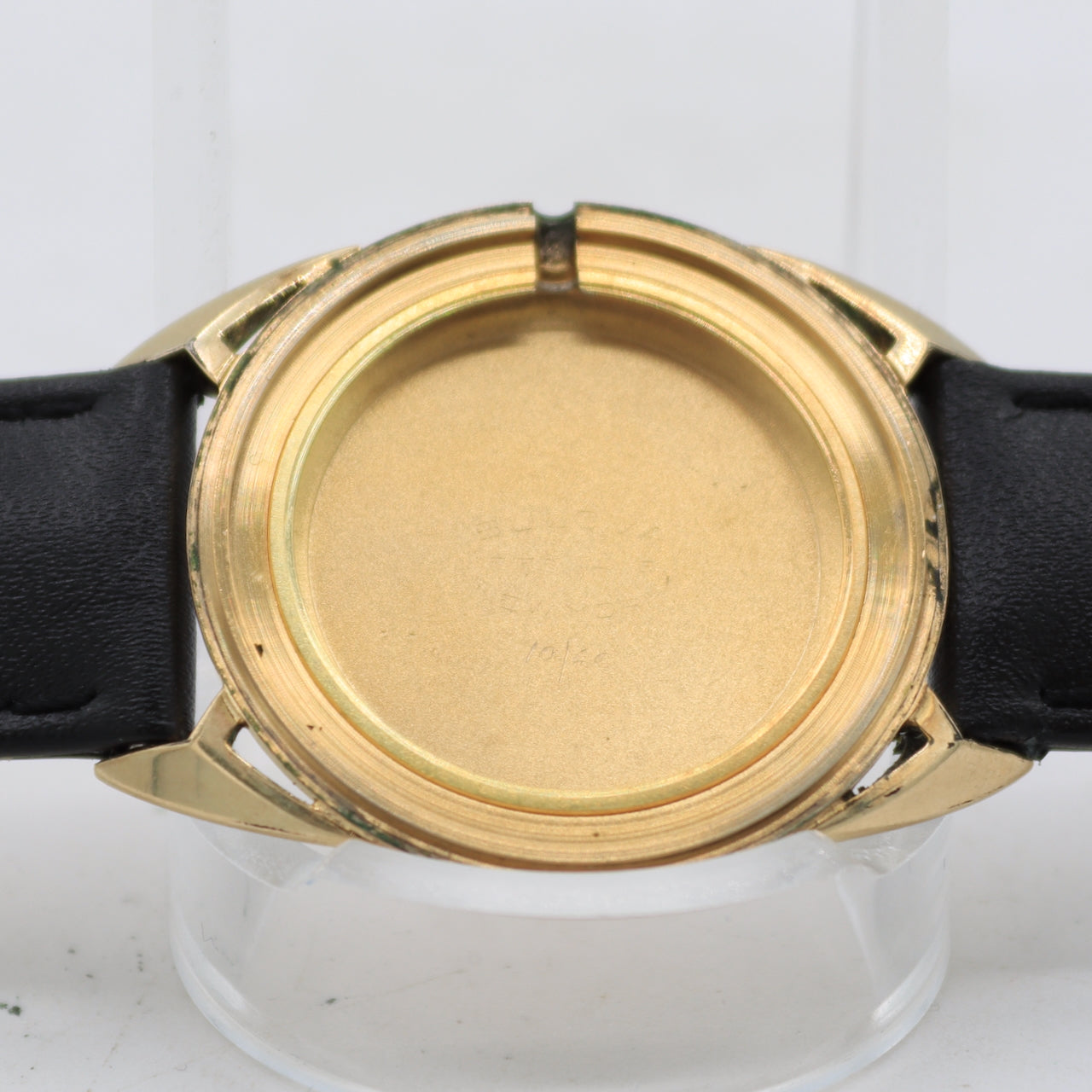 Vintage 32mm Bulova Black Dial Hollow Lug Men's Mechanical Wristwatch 10k RGP