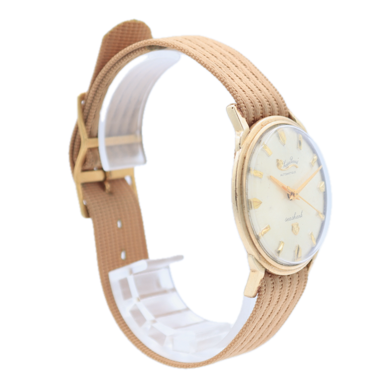 Vintage 33mm Lucien Piccard Seashark Men's Automatic Wristwatch 10k Gold Filled