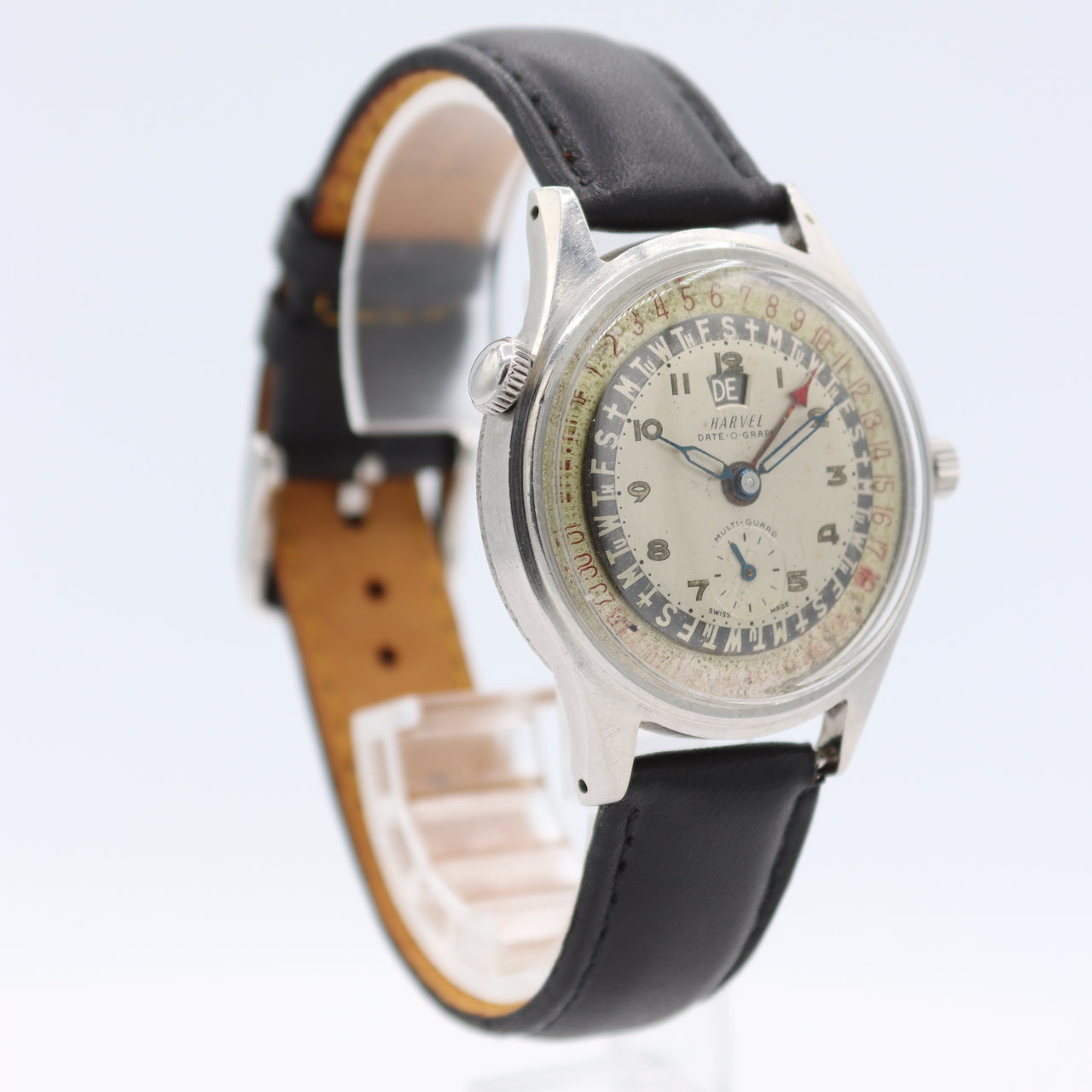 Vintage 36mm Harvel Date-O-Graph Men's Automatic Wristwatch Triple Calendar