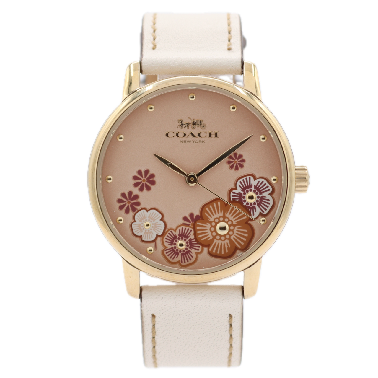 Vintage 36mm Coach CA.113.7.34.1509 Pink Dial Ladies Quartz Wristwatch Steel