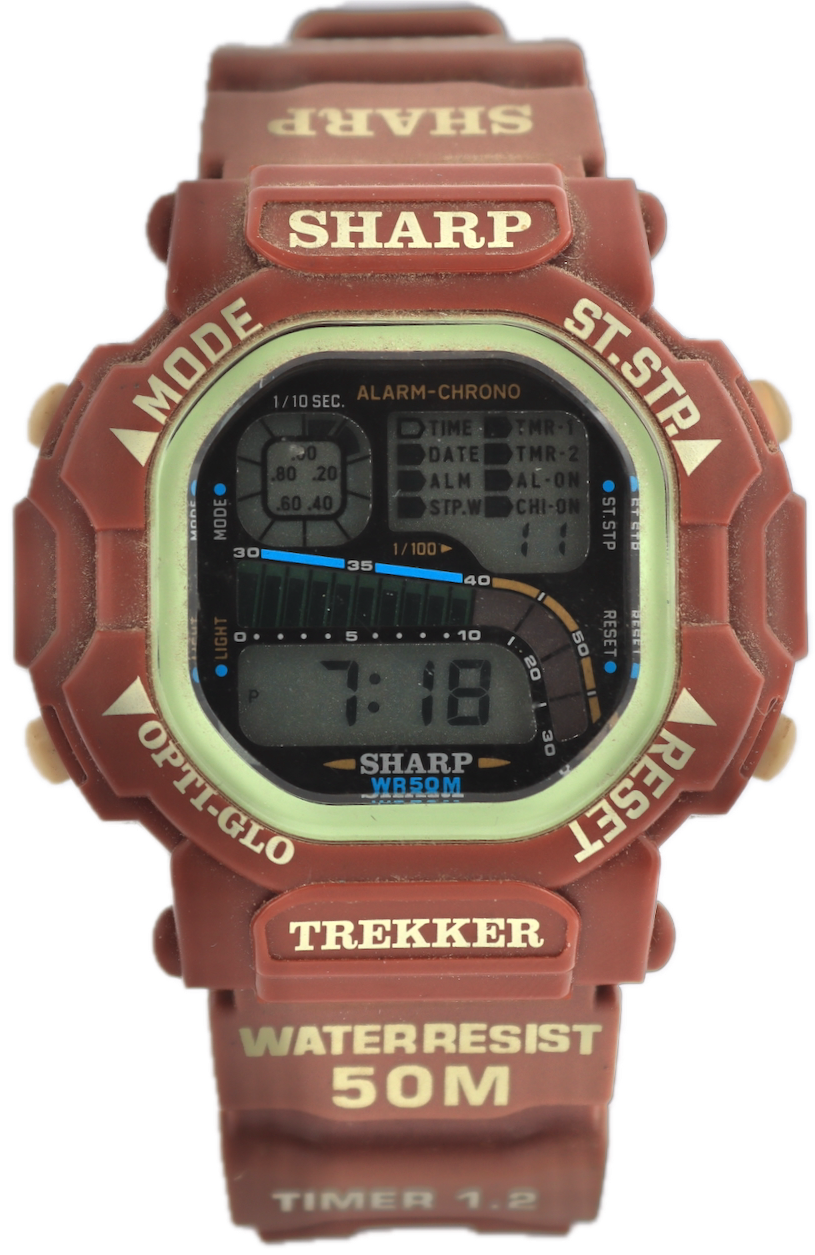 Vintage Sharp Trekker Men's Digital LED Wristwatch China Plastic & Steel
