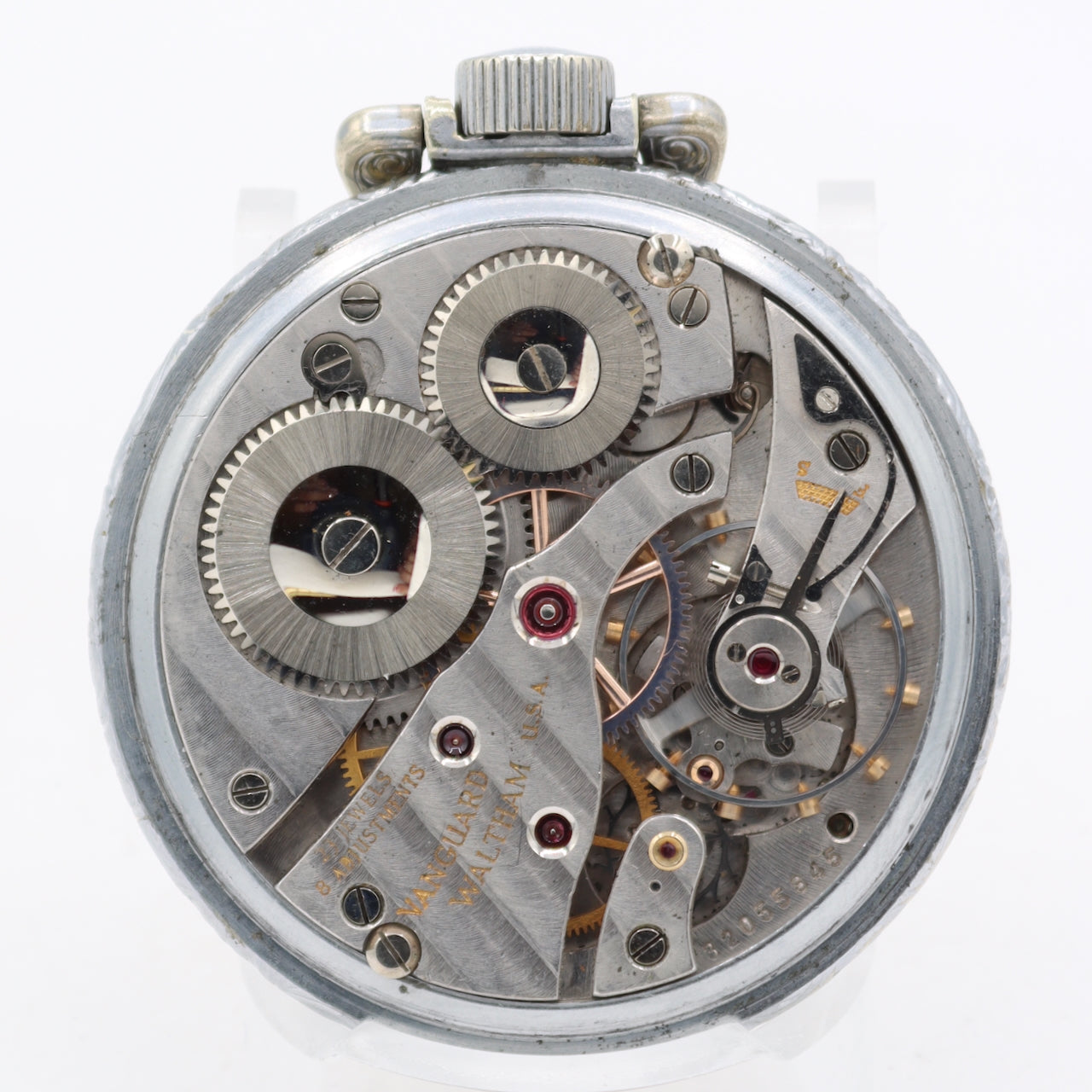 Vintage 1945 Waltham Art Deco Mechanical Railroad Pocket Watch Vanguard USA