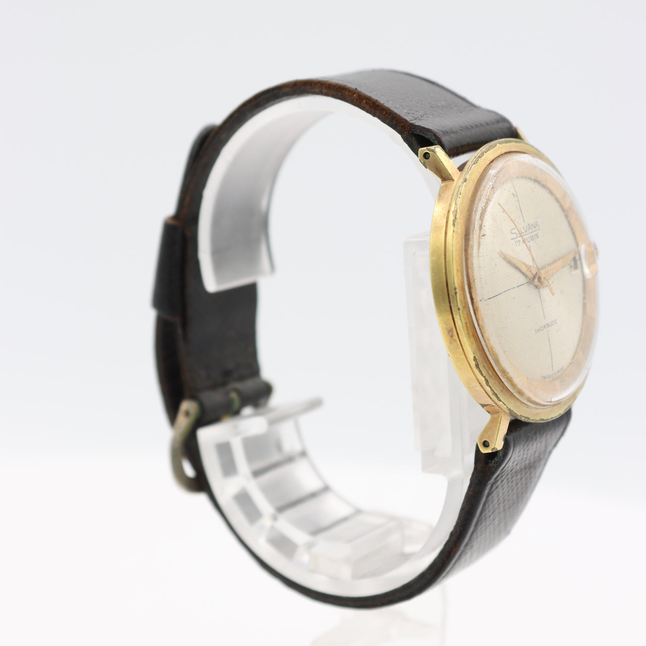 Vintage Silvana Crosshair Dial Men's Mechanical Wristwatch 2408 Swiss Gold Tone