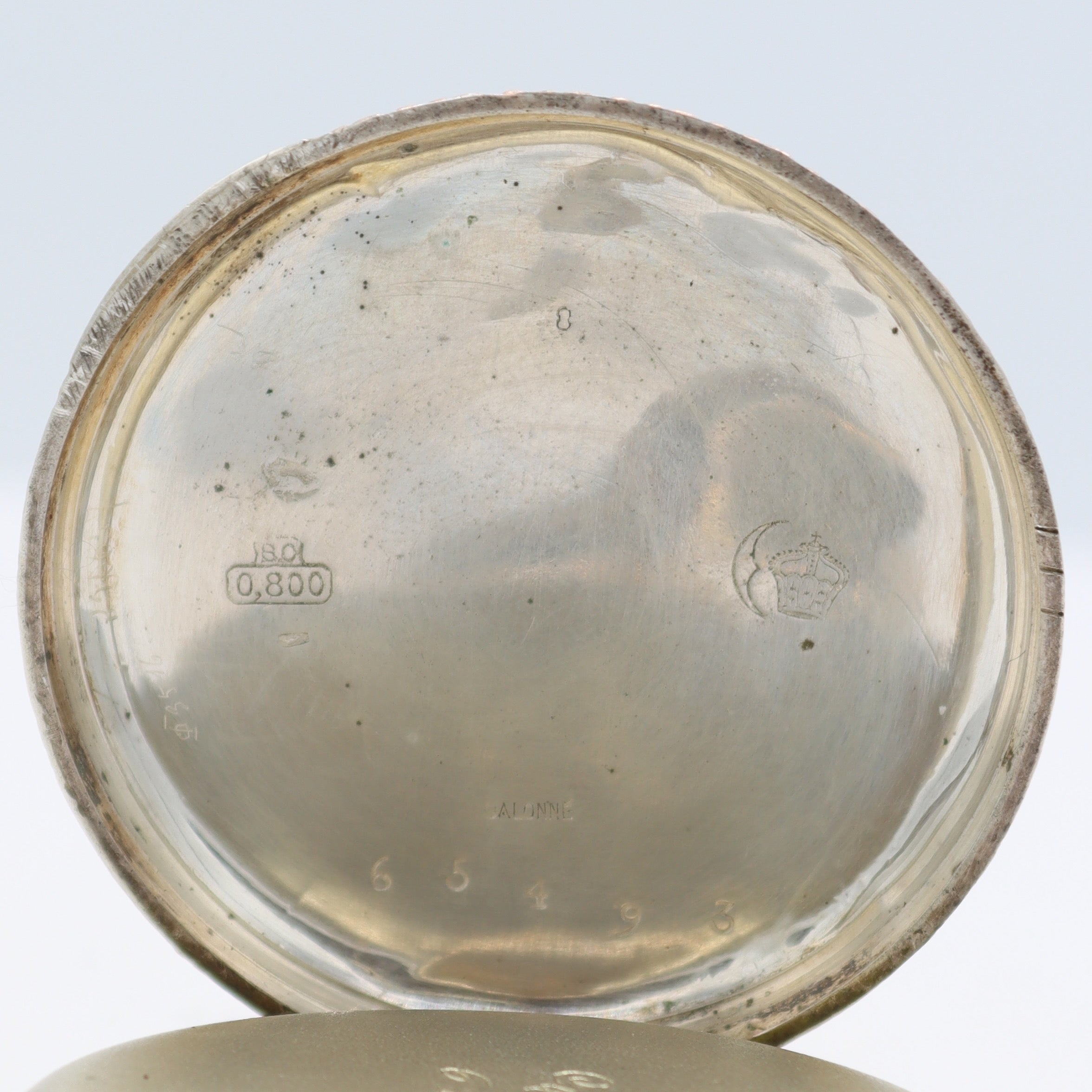 Antique 18s Unbranded Two Tone Cylinder Escapement Pocket Watch .800 Silver