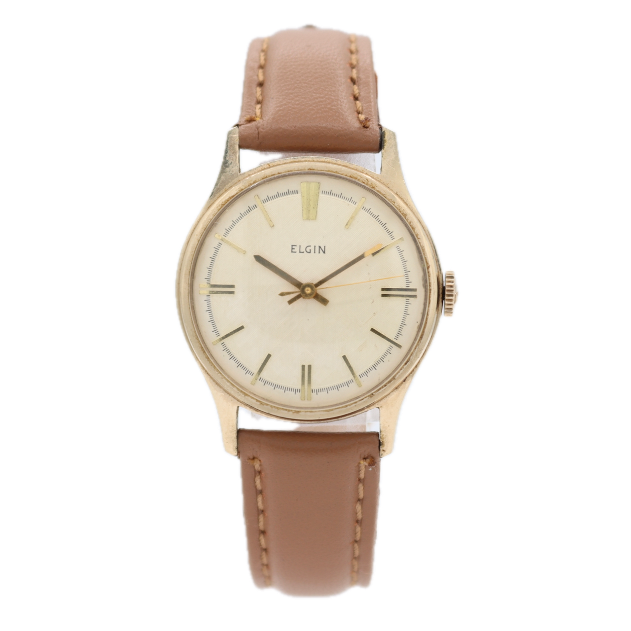 Vintage Elgin 4254 Linen Dial 19 Jewel Men's Mechanical Wristwatch 777 Two Tone
