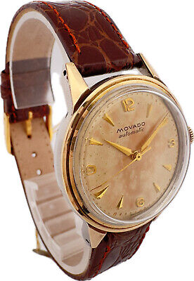 Vintage Movado Men's Bumper Automatic Wristwatch 221A Gold Capped w Borgel Case
