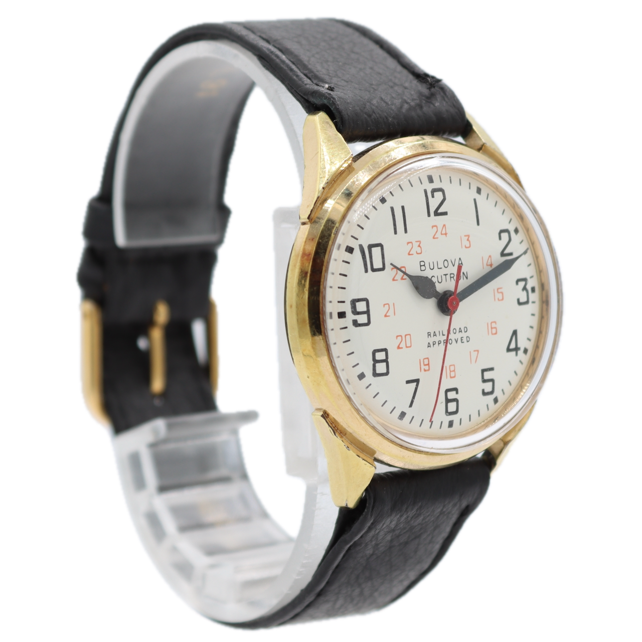 Vintage Bulova 3339 Railroad Approved Men's Tuning Fork Wristwatch Gold Plated