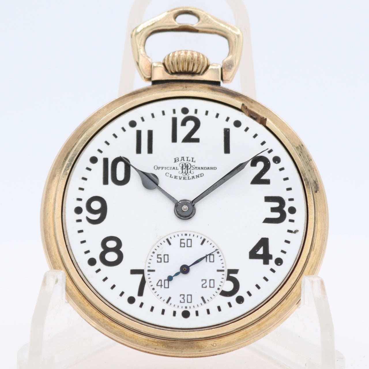 Vintage 18s 1944 Ball Stirrup Bow 21j Railroad Pocket Watch 999B 10k GF USA