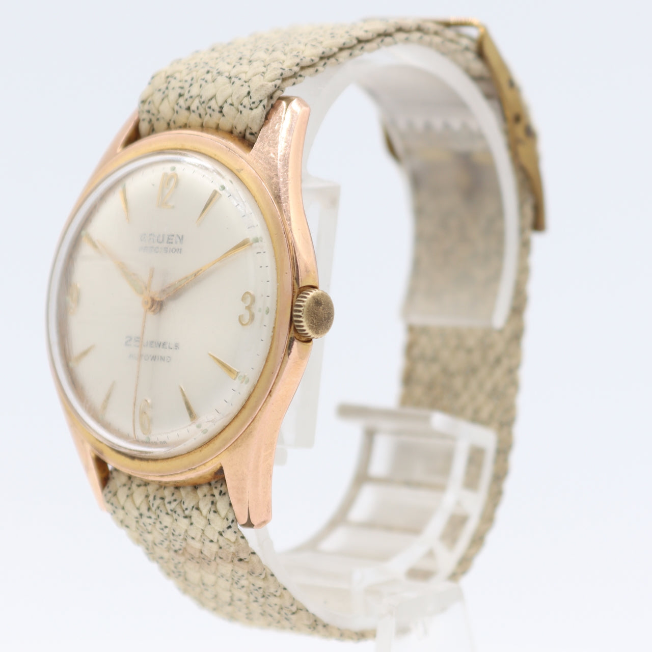 Vintage Gruen Silver Precision 25 Jewel Men's Automatic Wristwatch Gold Tone